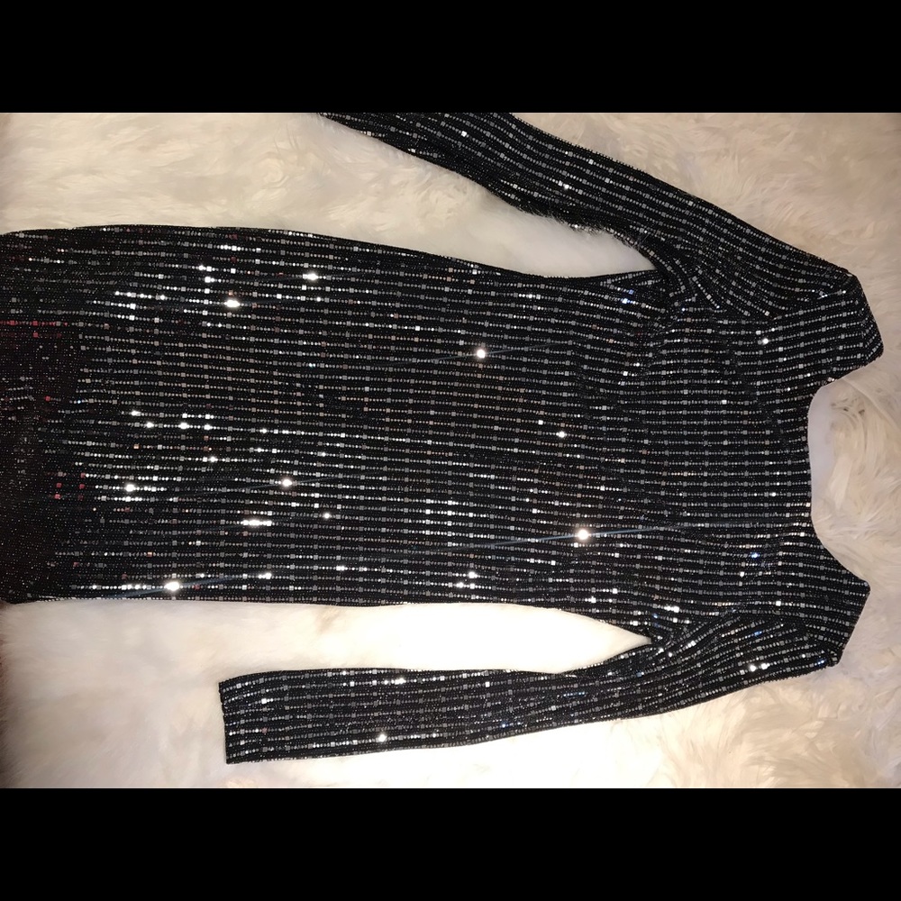BLACK DRESS WITH SILVER SEQUIN/SPARKLE BIRTHDAY - Picture 2 of 5